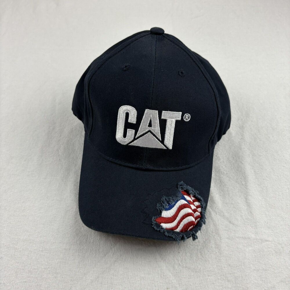 Cat Caterpillar Mens Hat Fitted One Size American Flag Blue